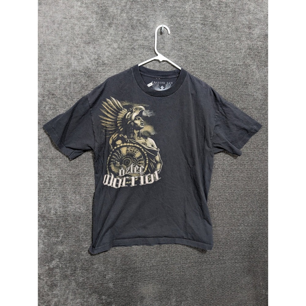 Genuine Tee Aztec Warrior Graphic T-Shirt Black Mens XXL Short Sleeve Cotton